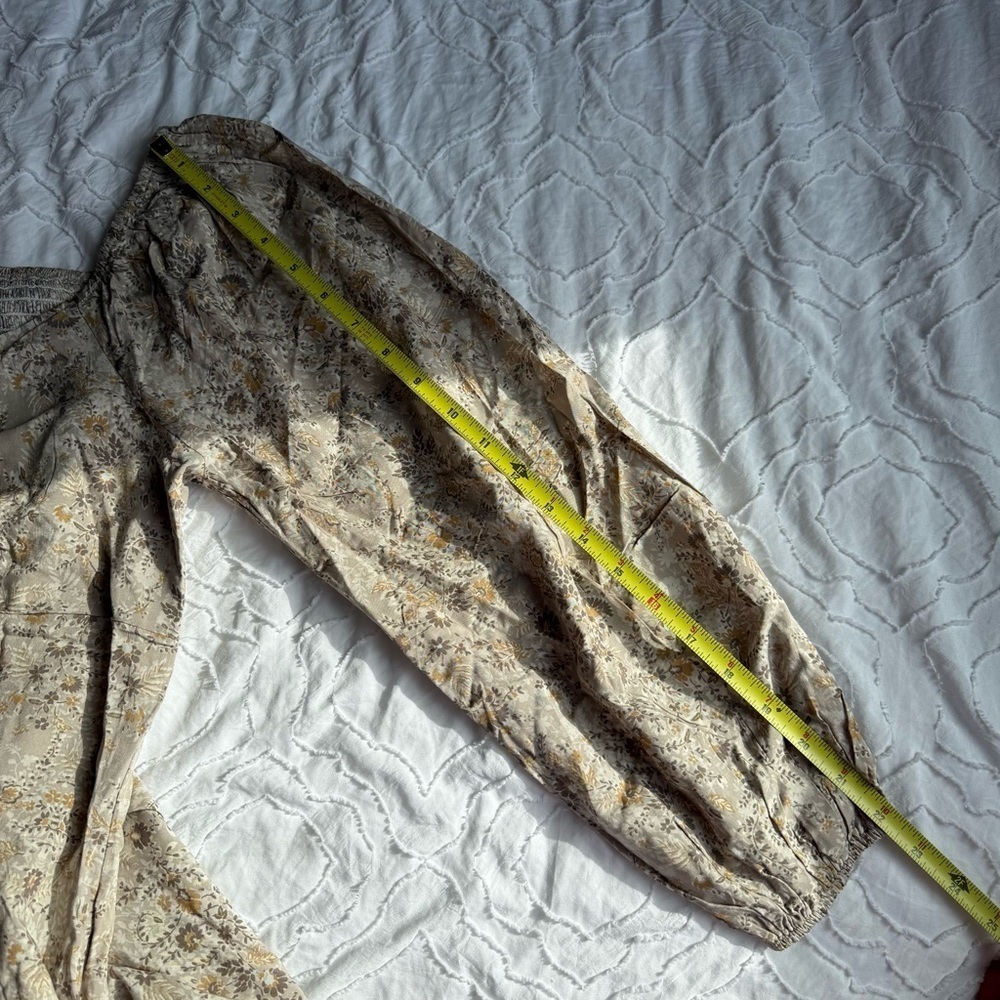 Final Touch Floral Paisley Beige Tan Dress Mid Sleeve Cinched - Picture 5 of 7